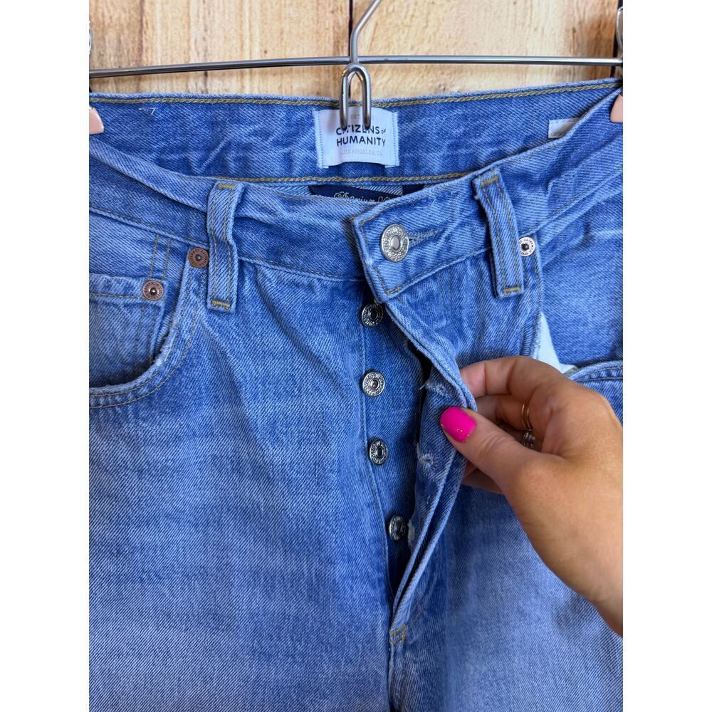 Citizens of Humanity High Rise Wide Legged Raw Hem Button Fly Jeans Size 27 - Picture 8 of 12